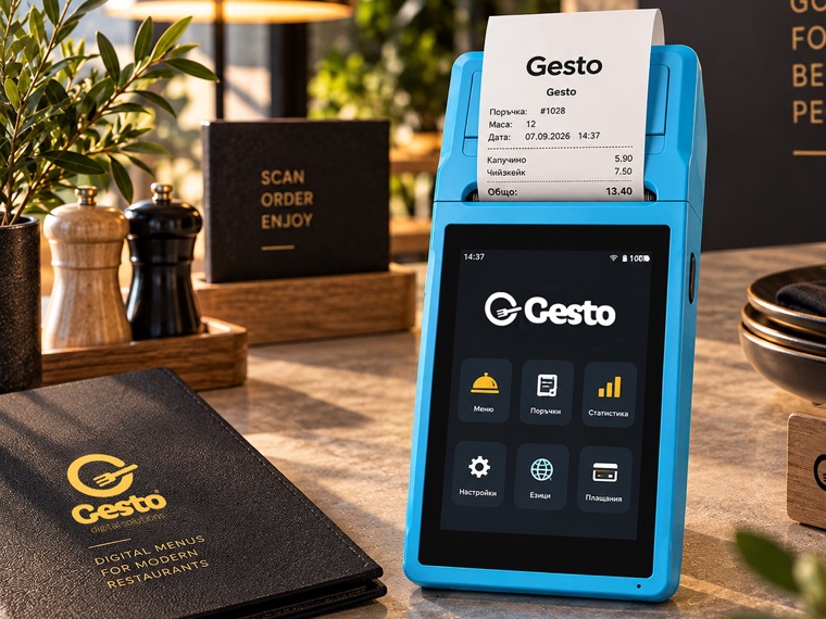 Преносим POS терминал Gesto с вграден принтер за касови бележки